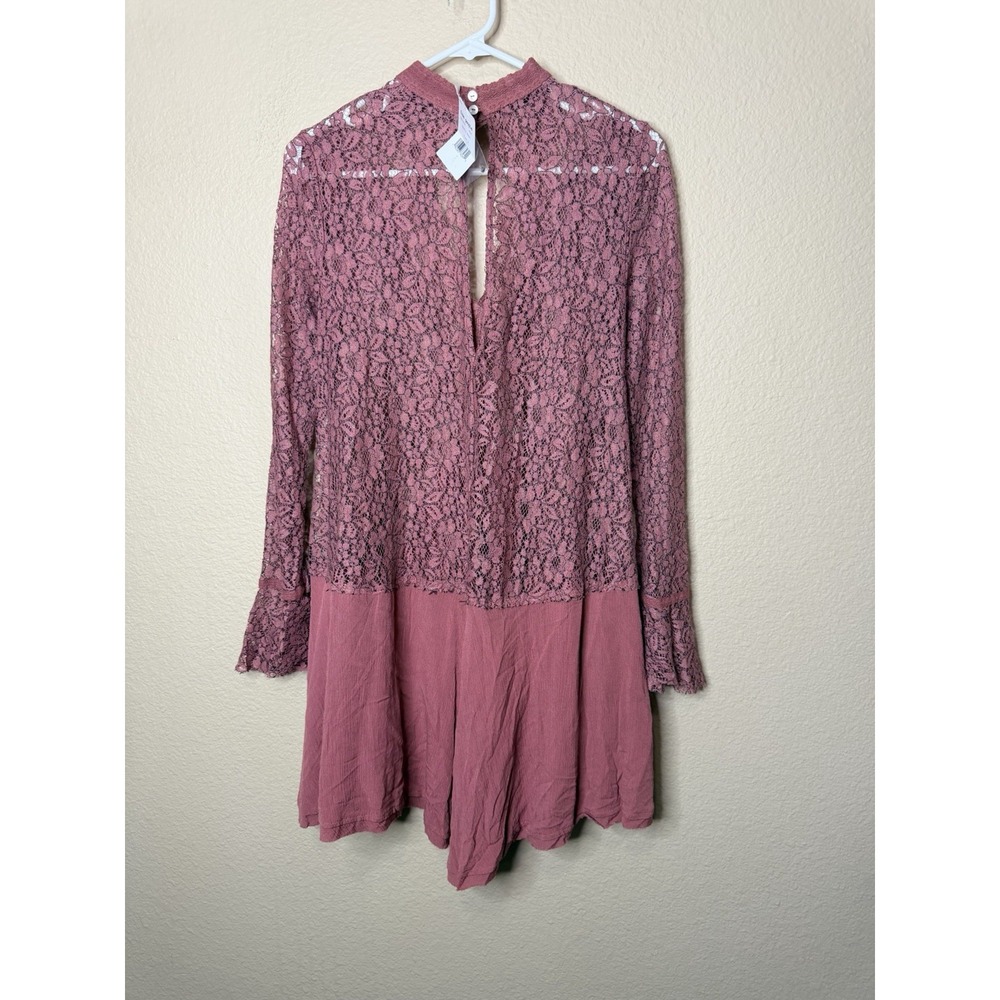 NWT'S Free People Tell Tale Lace Tunic Mini Dress Dusty Mauve Pink - Picture 10 of 11